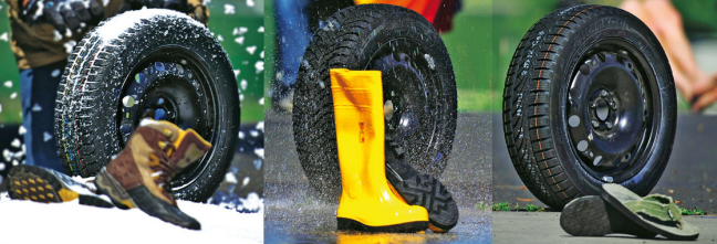 Auto Bild dergisinin 38. sayısından, dört mevsim lastik testi görseli.
