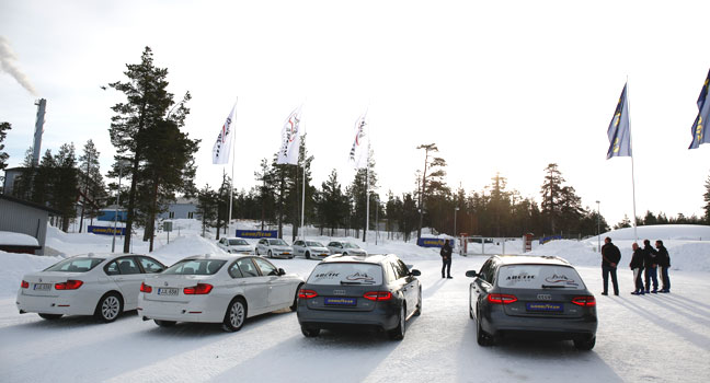 Goodyear test ekibi, kar ve buz testleri için Kuzey Finlandiya'da.